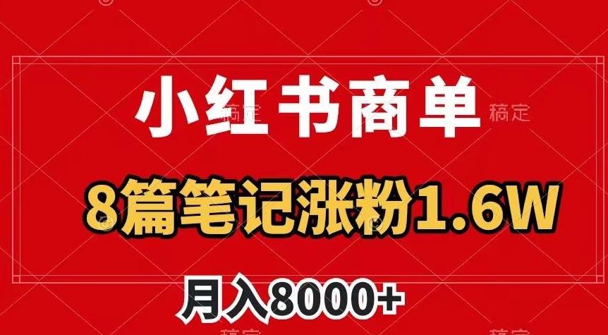 小红书商单最新玩法，8篇笔记涨粉1.6w，作品制作简单，月入8000+【揭秘】-chywc