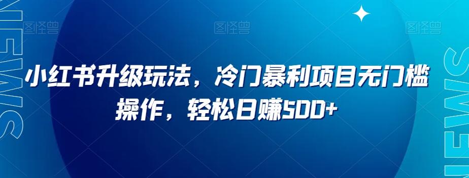小红书升级玩法，冷门暴利项目无门槛操作，轻松日赚500+【揭秘】-chywc