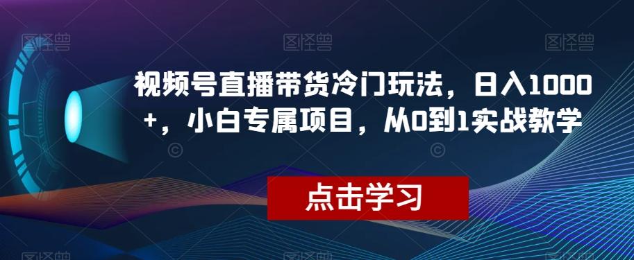 视频号直播带货冷门玩法，日入1000+，小白专属项目，从0到1实战教学【揭秘】-chywc
