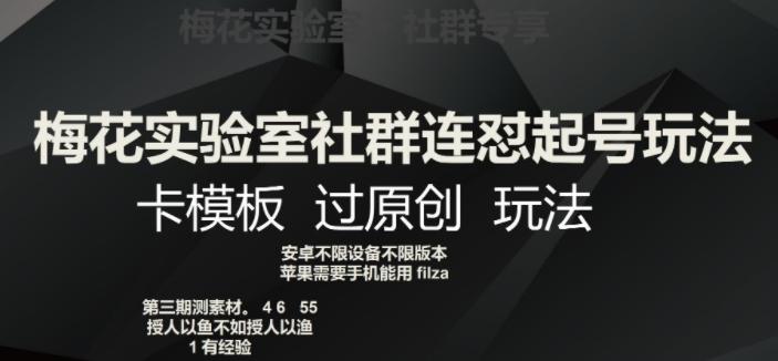 梅花实验室社群连怼起号玩法，卡模板过原创玩法【揭秘】-chywc