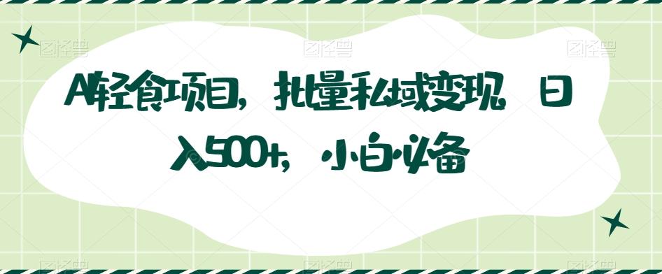 AI轻食项目，批量私域变现，日入500+，小白必备-chywc