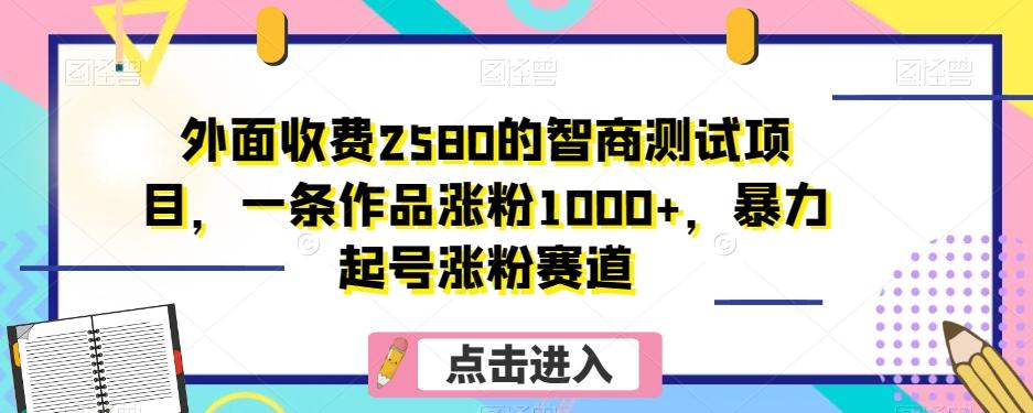 外面收费2580的智商测试项目，一条作品涨粉1000+，暴力起号涨粉赛道【揭秘】-chywc