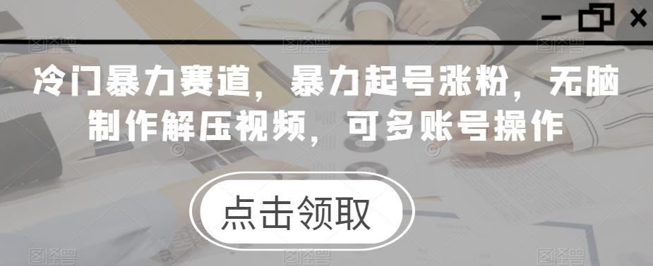 冷门暴力赛道，暴力起号涨粉，无脑制作解压视频，可多账号操作-chywc