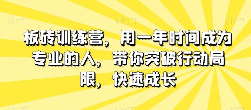 板砖训练营，用一年时间成为专业的人，带你突破行动局限，快速成长-chywc