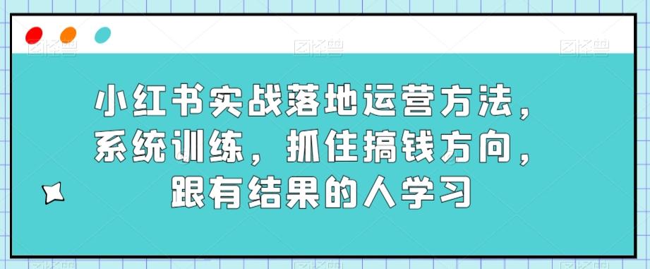 小红书实战落地运营方法，系统训练，抓住搞钱方向，跟有结果的人学习-chywc