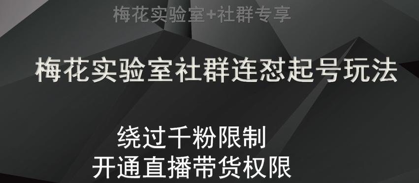梅花实验室社群连怼起号玩法，视频号绕过千粉限制，开通直播带货权限【揭秘】-chywc