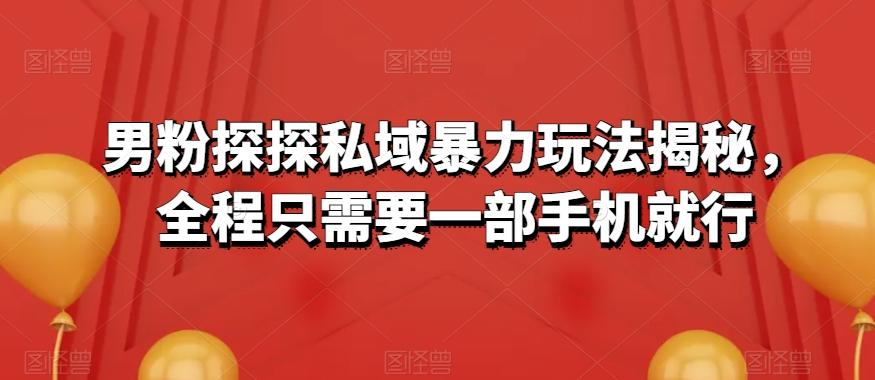 男粉探探私域暴力玩法揭秘，全程只需要一部手机就行-chywc