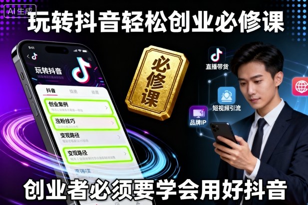 玩转抖音轻松创业必修课，创业者必须要学会用好抖音-chywc