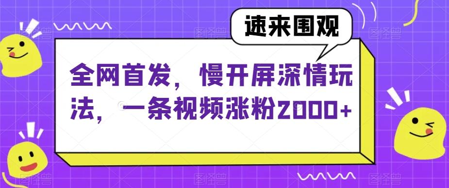 全网首发，慢开屏深情玩法，一条视频涨粉2000+【揭秘】-chywc