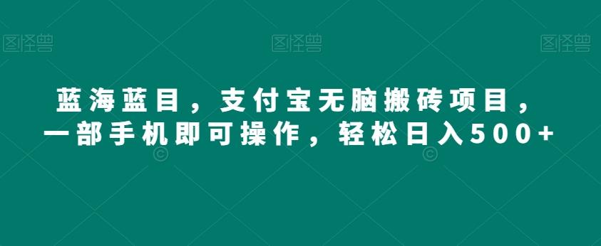 蓝海蓝目，支付宝无脑搬砖项目，一部手机即可操作，轻松日入500+-chywc