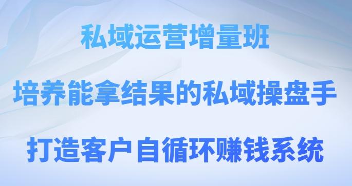 私域运营增量班，培养能拿结果的私域操盘手，打造客户自循环赚钱系统-chywc