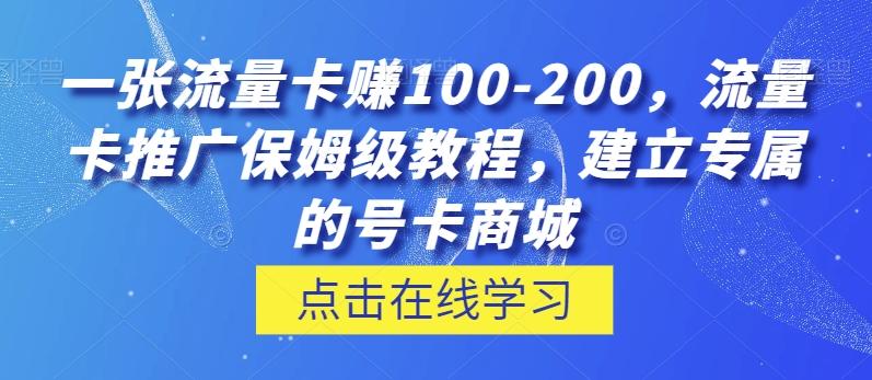 一张流量卡赚100-200，流量卡推广保姆级教程，建立专属的号卡商城-chywc