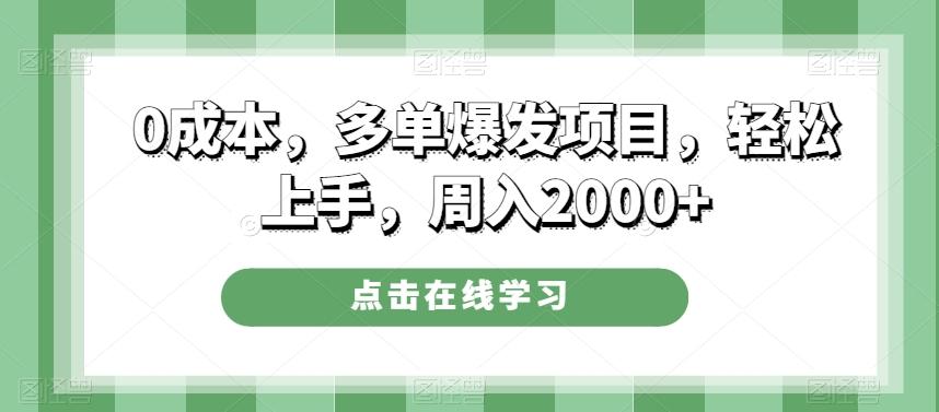 0成本，多单爆发项目，轻松上手，周入2000+-chywc