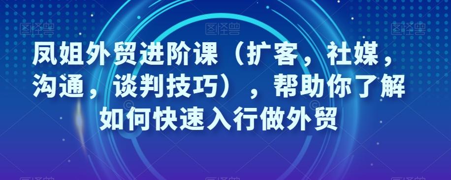 凤姐外贸进阶课（扩客，社媒，沟通，谈判技巧），帮助你了解如何快速入行做外贸-chywc