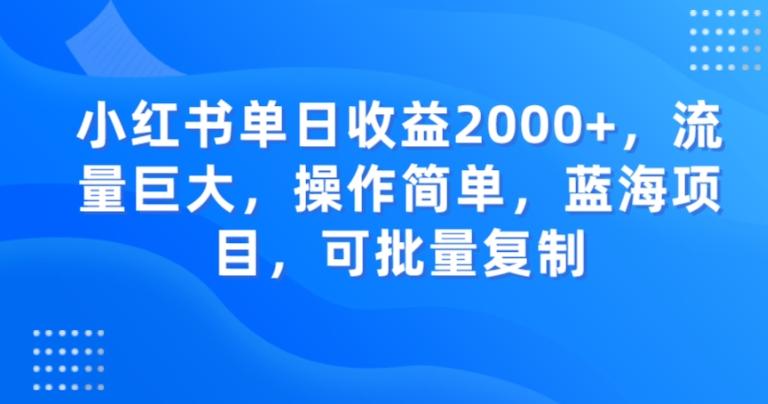 小红书单日收益2000+，流量巨大，操作简单，蓝海项目，可批量操作-chywc