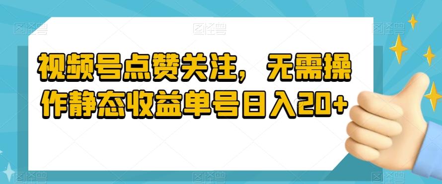 视频号点赞关注，无需操作静态收益单号日入20+-chywc