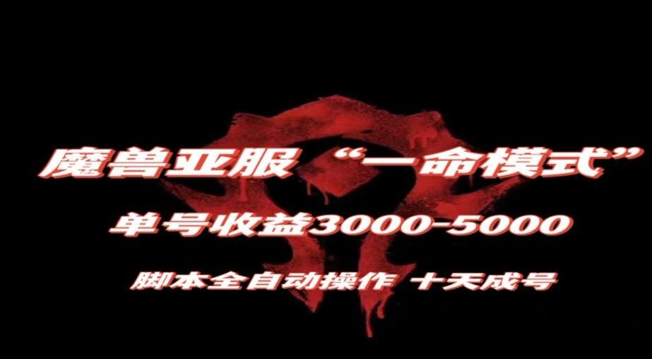 魔兽亚服一命模式，10天成号-单号3千-5千，脚本全自动操作，保姆级教学【揭秘】-chywc