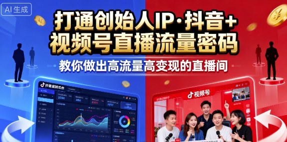 25年直播9-10两期线下课，打通创始人IP，抖音+视频号直播流量密码，教你做出高流量高变现的直播间-chywc