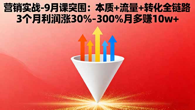 营销实战-9月突围课:本质+流量+转化全链路 3个月利润涨30%-300%月多赚10w+-chywc