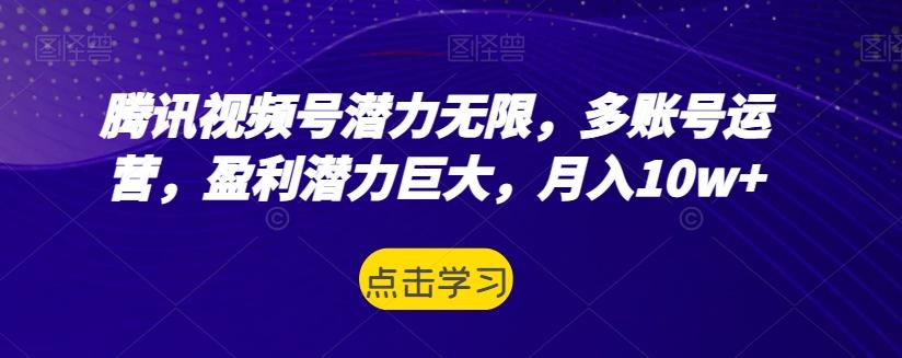 腾讯视频号潜力无限，多账号运营，盈利潜力巨大，月入10w+-chywc