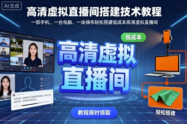 高清虚拟直播间搭建技术教程，一部手机、一台电脑、一块绿布轻松搭建低成本高清虚拟直播间-chywc