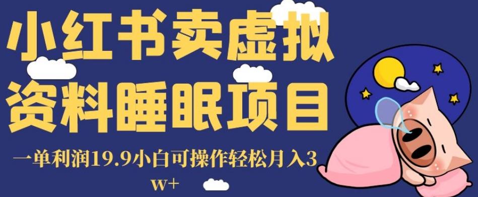 小红书卖虚拟资料睡眠项目，一单利润19.9小白可操作轻松月入3w+【揭秘】-chywc
