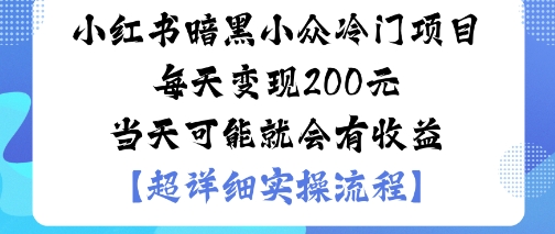 小红书暗黑小众冷门项目每天变现2张当天可能就会有收益-chywc