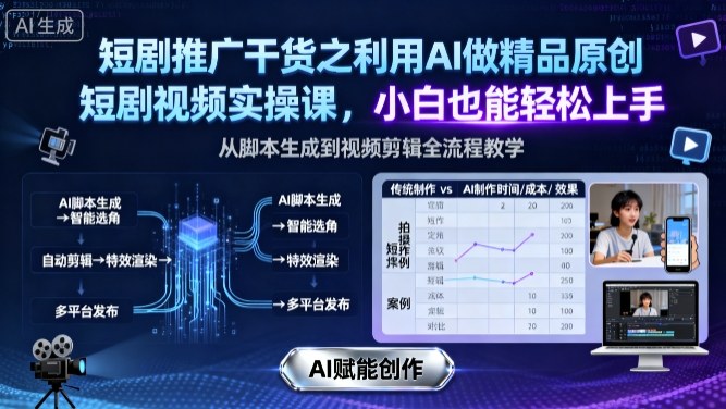 短剧推广干货之利用AI做精品原创短剧视频实操课，小白也能轻松上手-chywc