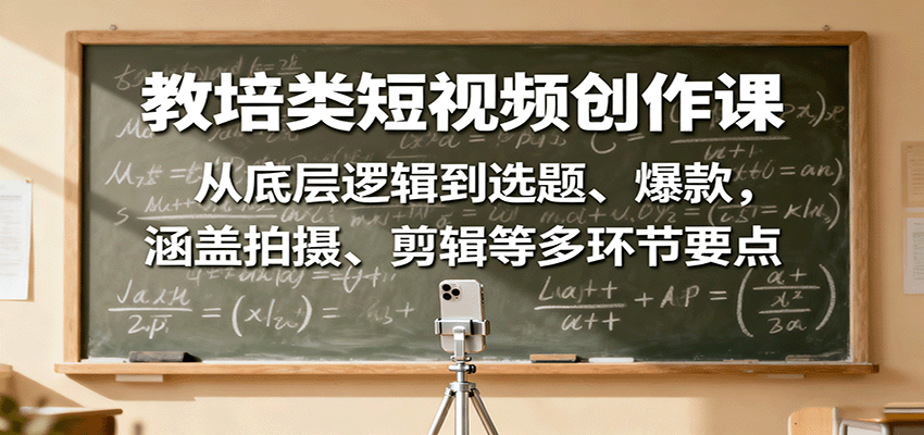 教培类短视频创作课：从底层逻辑到选题、爆款，涵盖拍摄、剪辑等多环节要点-chywc