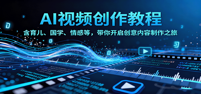 AI视频创富课，含育儿、国学、情感等，带你开启创意内容制作之旅-chywc