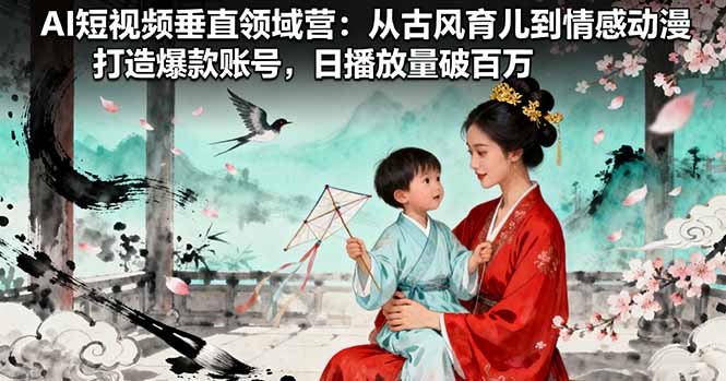 AI短视频垂直领域营：从古风育儿到情感动漫，打造爆款账号,日播放量破百万-chywc