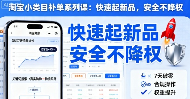 淘宝小类目补单系列课，快速起新品，安全不降权-chywc