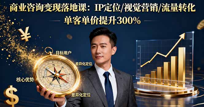 商业咨询变现落地课：IP定位/视觉营销/流量转化，单客单价提升300%-chywc