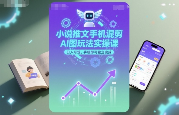 小说推文手机混剪AI图玩法实操课，日入可观，手机即可独立完成-chywc