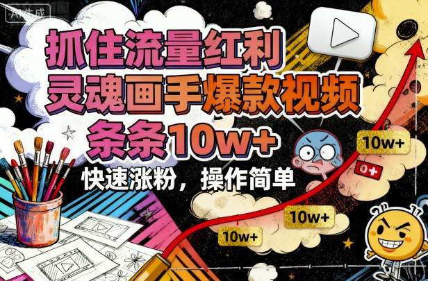 抓住流量红利，灵魂画手爆款视频，条条10w+，快速涨粉，操作简单-chywc