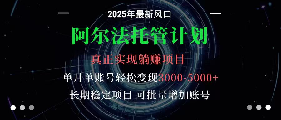 阿尔法托管计划 单账号月入3000-5000，长期稳定项目，新手小白轻松上手-chywc