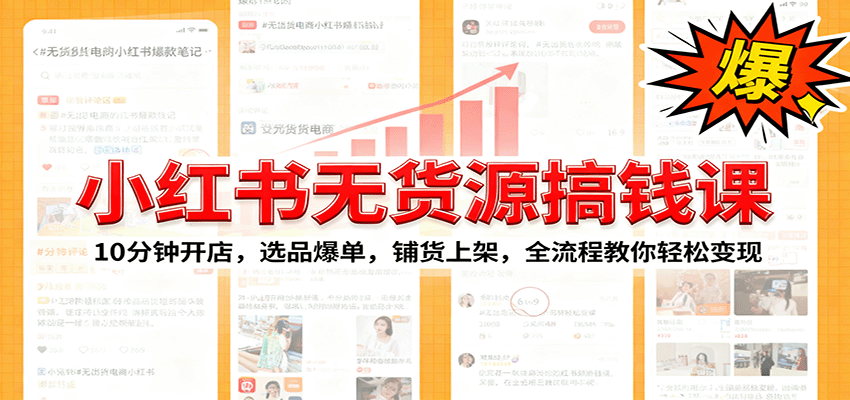 小红书无货源爆单课：10分钟开店，选品爆单，铺货上架，全流程教你轻松变现-chywc