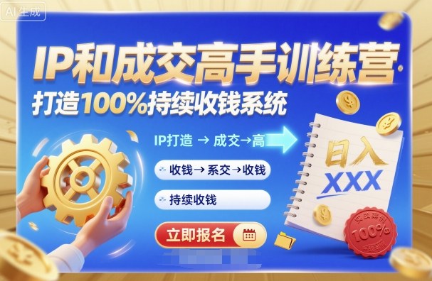 带你成为IP和成交高手的训练营，打造100%持续收钱系统-chywc