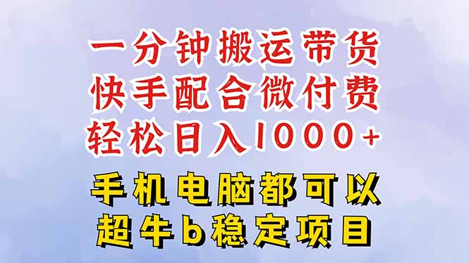 快手黑科技一分钟搬运带货，一刀不剪过原创，微付费投流玩法，轻松日入…-chywc