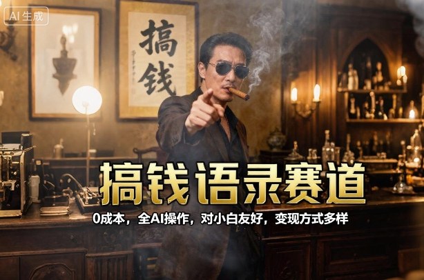 搞钱语录赛道，0成本，全AI操作，对小白友好，变现方式多样-chywc