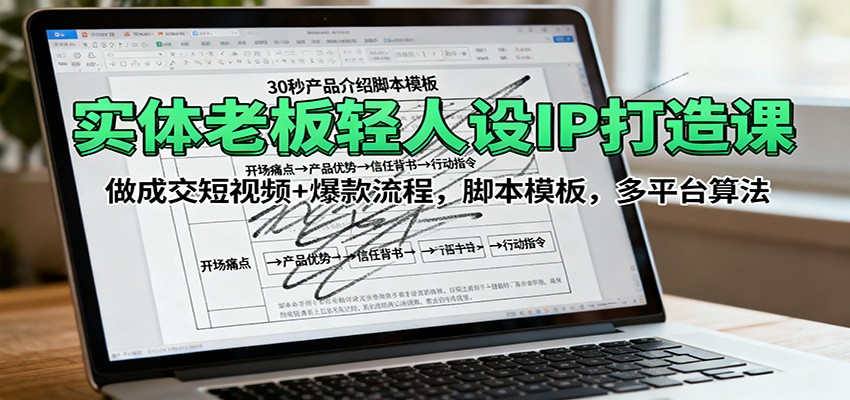 实体老板轻人设IP打造课：做成交短视频+爆款流程，脚本模板，多平台算法-chywc