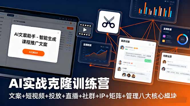 AI实战克隆训练营：文案+短视频+投放+直播+社群+IP+矩阵+管理八大核心模块-chywc