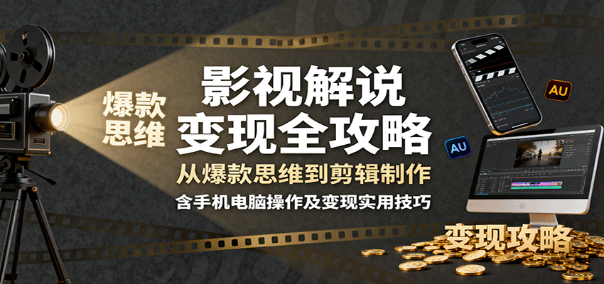 影视解说变现全攻略：从爆款思维到剪辑制作，含手机电脑操作及变现实用技巧-chywc