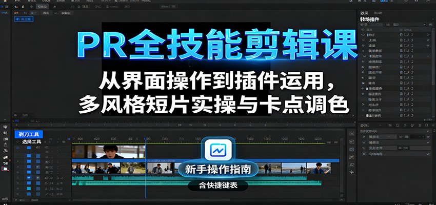 PR全技能剪辑课：从界面操作到插件运用，多风格短片实操与卡点调色-chywc