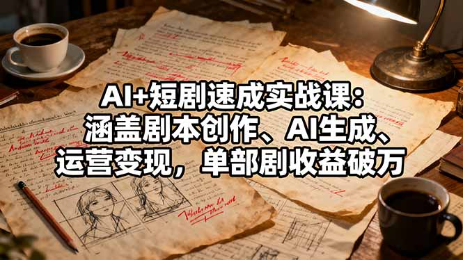 AI+短剧速成实战课：涵盖剧本创作、AI生成、运营变现，单部剧收益破万-chywc