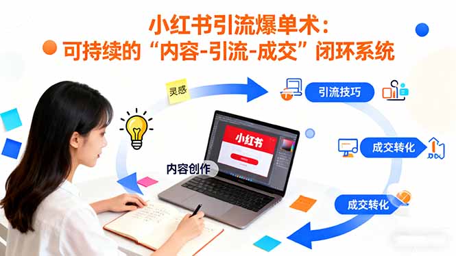 小红书引流爆单术：构建一套低成本 可持续的“内容-引流-成交”闭环系统-chywc