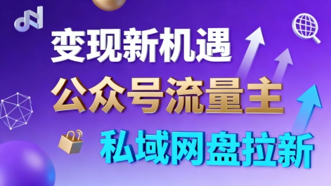 公众号流量主+私域网盘拉新，多方式变现，简单易上手，当天就有收益-chywc
