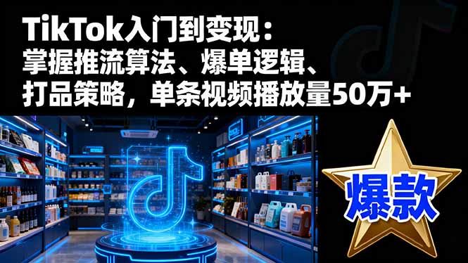 TikTok入门到变现：掌握推流算法、爆单逻辑、打品策略，单条视频播放量50w-chywc