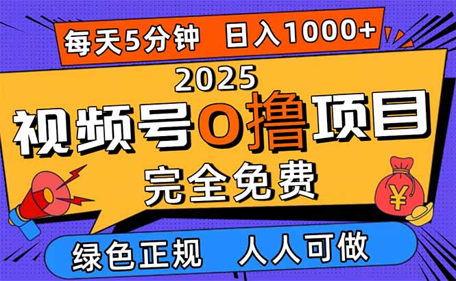 2025视频号0撸项目，5分钟一个号，日入1000+，人人可做-chywc