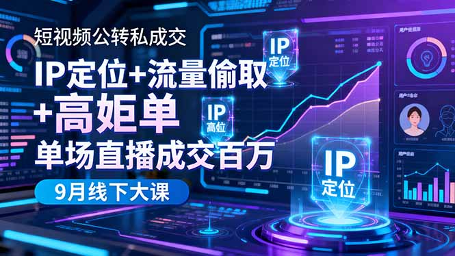 短视频公转私成交9月线下大课，IP定位+流量偷取+高客单，单场直播成交百万-chywc